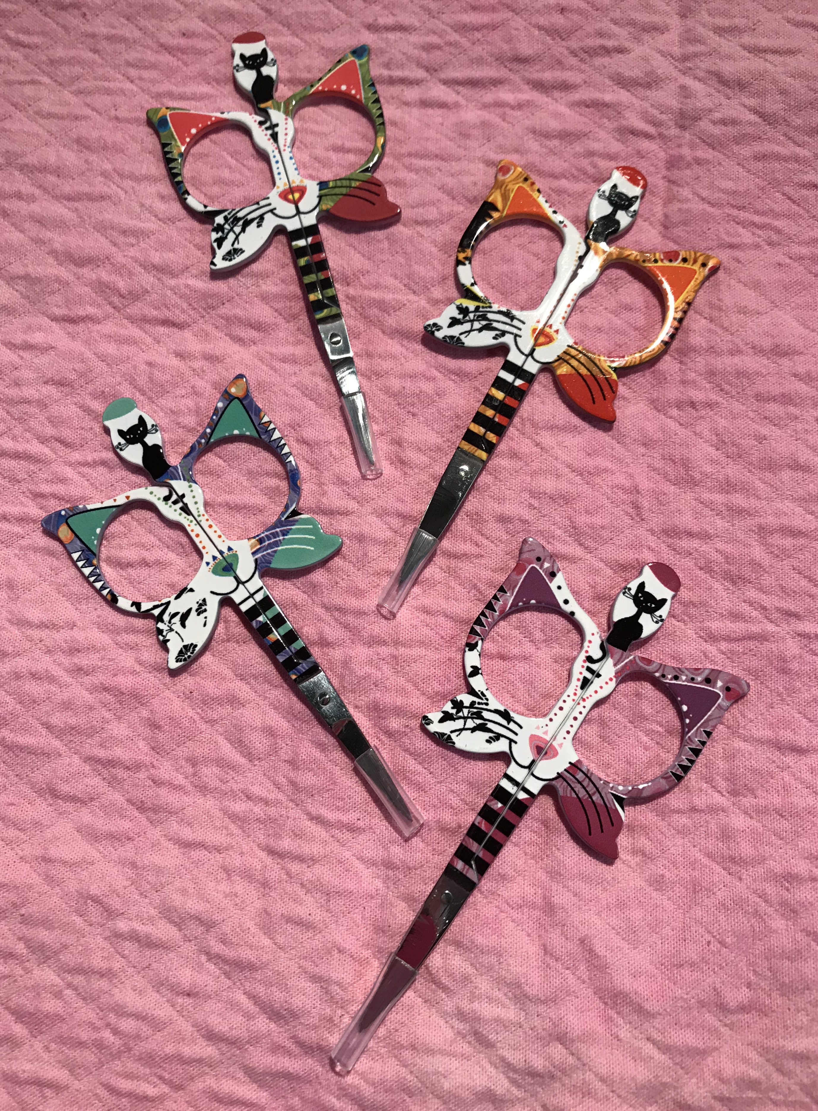 Cat scissors for use alongside our QuilTak quilt basting tools